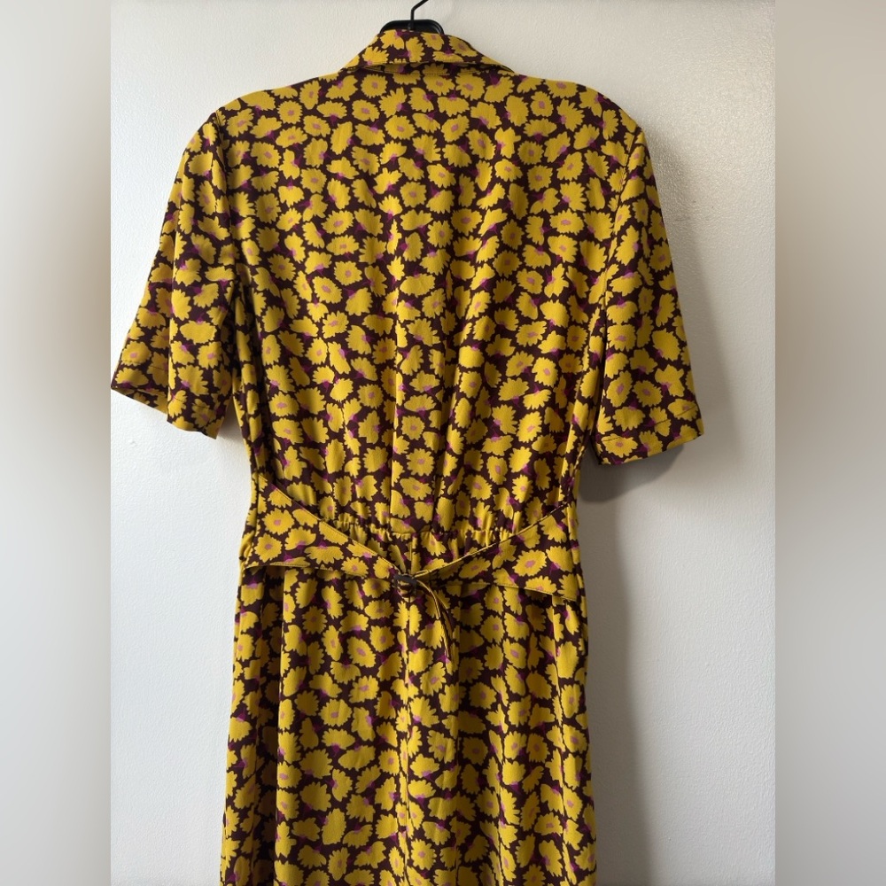 Kate Spade New York Sunny Bloom Ruched Front Shirt Yellow Patterned Dress Sz 2 - Picture 10 of 10